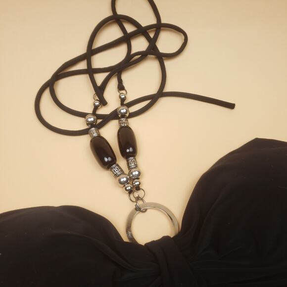 Vintage Sparkling Stars y2k Black Halter Summer Dress - Picture 5 of 8